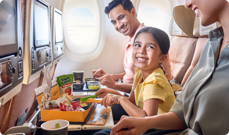 Family flying economy with Etihad